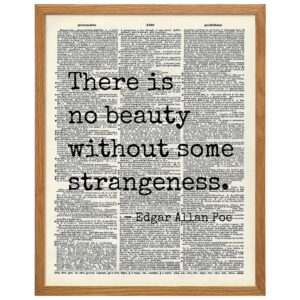 Edgar Allan Poe Gothic Art LARGE 11x14 FRAMED - Retro Goth Wall Decor for Home, Office, Living Room, Bedroom, Bathroom - Famous Quotes Typography Wall Art for Poetry Fans, Vintage Horror Fans - B0DZ2NMRLB